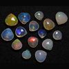 15 pcs - Trully Awesome - AAAA - HiGH Quality Ethiopian - OPAL - Super Shine Full Colour Fire Faceted Heart Briolett - Size 5.5 - 9 mm
